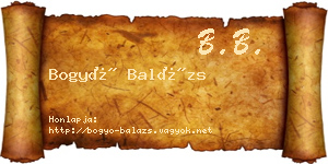 Bogyó Balázs névjegykártya